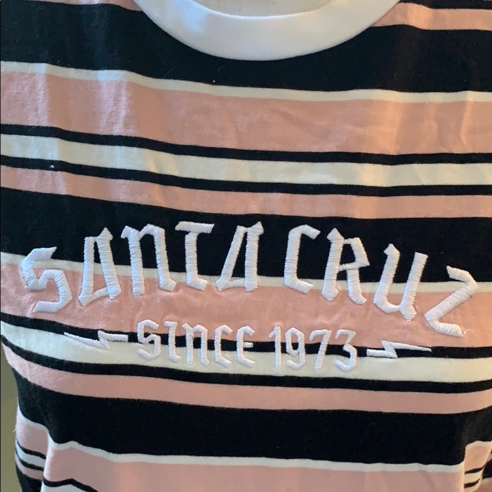 Santa Cruz Skateboards Black and Pink Striped Long Sleeve Tee - Picture 3 of 8